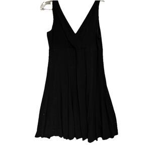 Black V-neck Sleeveless Dress A-line Glitter Cocktail Whimsigoth Sz 12 Fairy